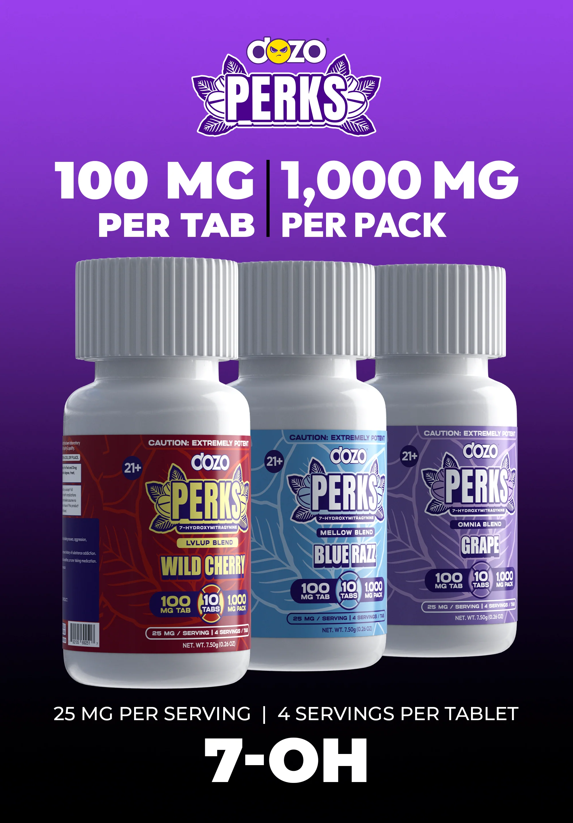 10ct 100mg Dozo PERKS 7-HYDROXYMITRAGYNINE | 1,000 mg bottle - Image 6