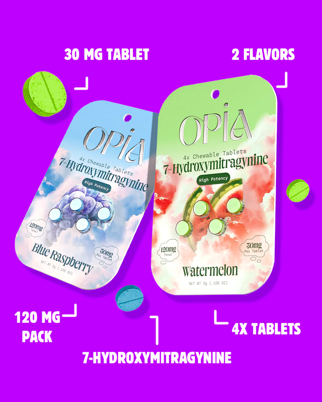 4ct 120mg Opia 7-HYDROXYMITRAGYNINE | 120 mg per Pac | Watermelon - Image 3