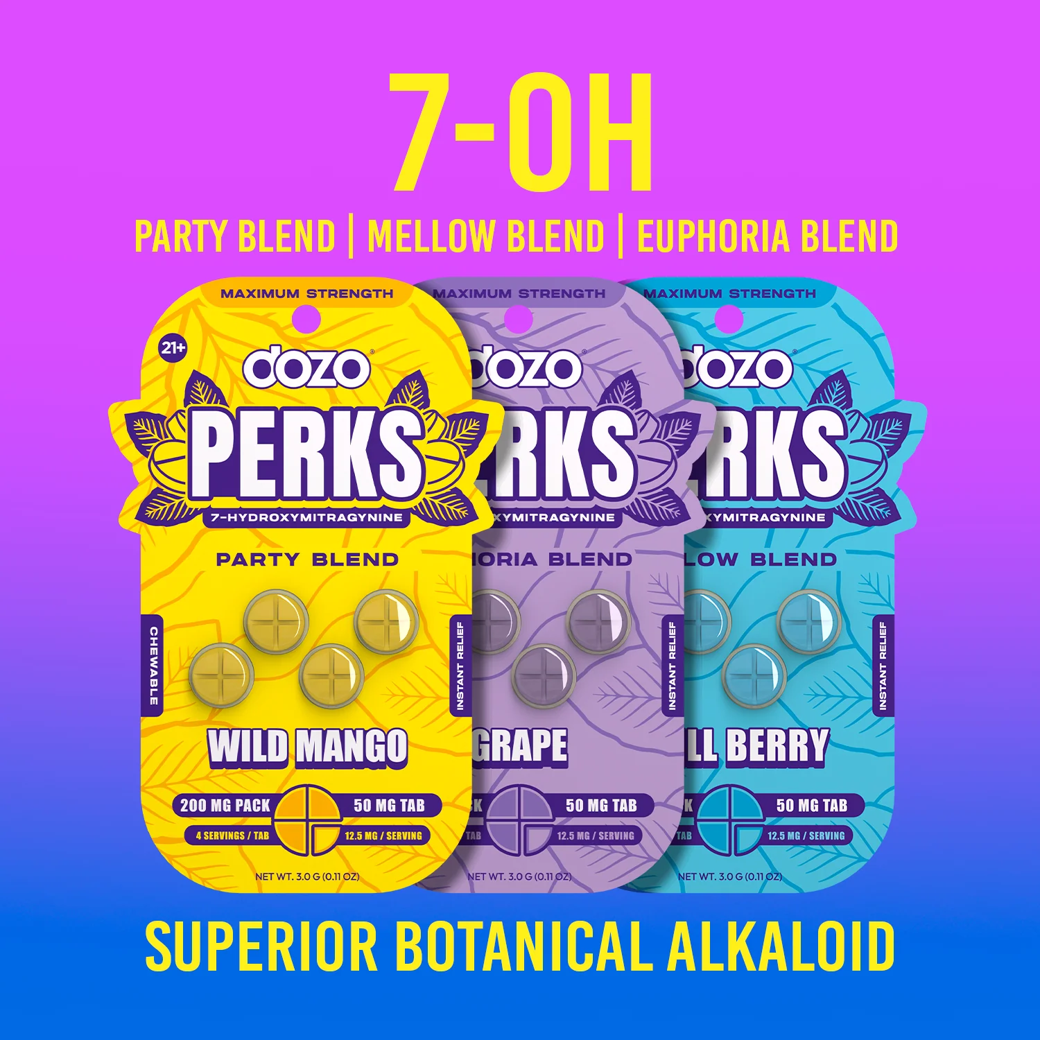 4ct 50mg Dozo PERKS 7-HYDROXYMITRAGYNINE | WILD MANGO (PARTY BLEND) - Image 3