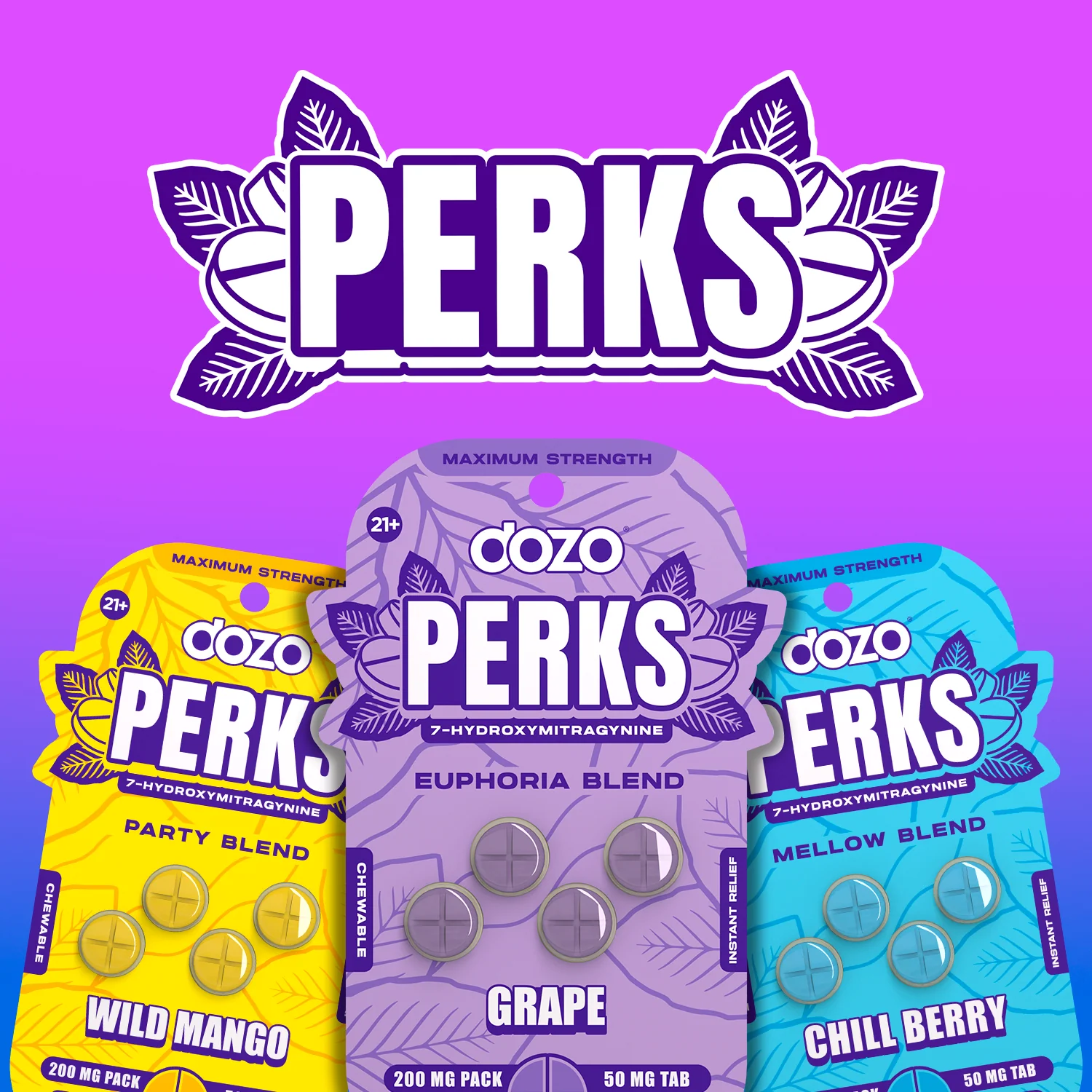 4ct 50mg Dozo PERKS 7-HYDROXYMITRAGYNINE | GRAPE (EUPHORIA BLEND) - Image 4
