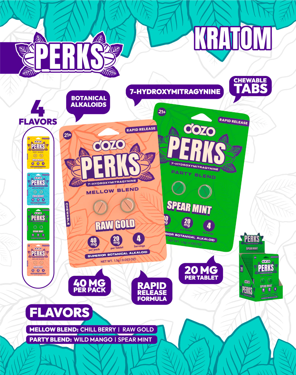 NEW FLAVORS Dozo PERKS 7-OH | 2ct (40 mg Per Pack) - Image 3